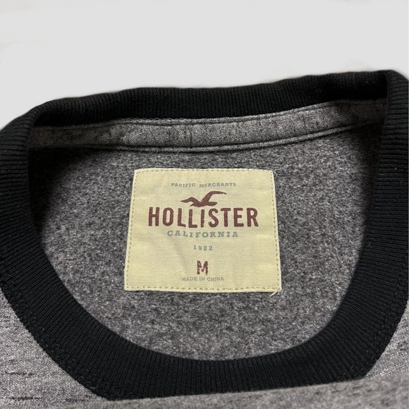 Hollister Men's Crewneck Sweatshirt - Grey & Black - Picture 3 of 3